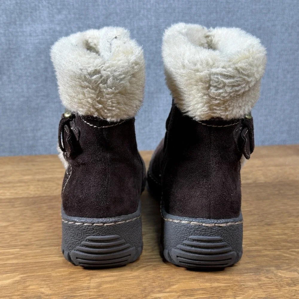 BareTraps Breesen Womens 7.5 Brown Suede Faux Fur Side Zip Slouchy Winter Boots